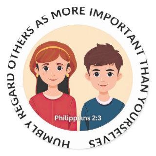 Philippians 2:3 Stickers:  Humbly Regard Others Classic Round Sticker
