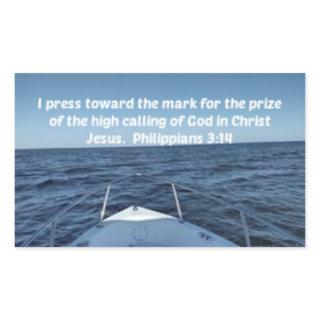 Philippians 3:14 I press toward the mark  Rectangular Sticker