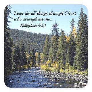 Philippians 4:13 square sticker
