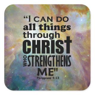 Philippians 4:13 square sticker