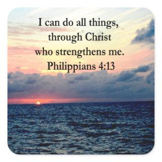 PHILIPPIANS 4:13 SUNRISE DESIGN SQUARE STICKER