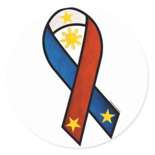 Philippine "support"  ribbon classic round sticker