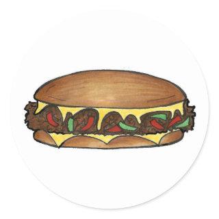 Philly Cheesesteak Steak Sandwich Philadelphia PA Classic Round Sticker