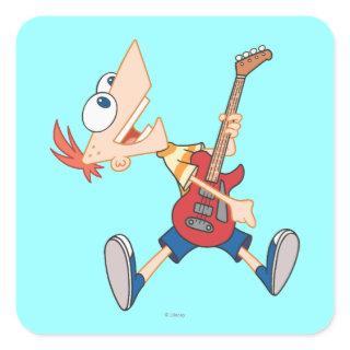 Phineas Rocking Out with Guitar Square Sticker