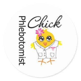 Phlebotomist Chick Classic Round Sticker
