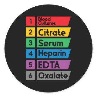 Phlebotomy Lab Technician Order Of Draw Phlebotomi Classic Round Sticker