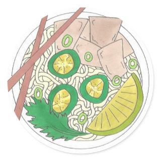 PHO Vietnamese Food Chicken Noodle Soup Chopsticks Classic Round Sticker