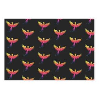 Phoenix rising multicolor on black  sheets
