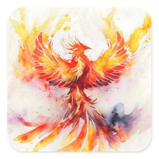 Phoenix Spreading it's Wings Rising from the Ashes Square Sticker