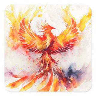 Phoenix Spreading it's Wings Rising from the Ashes Square Sticker