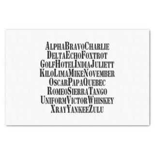 PHONETIC ALPHABET / CODE WORDS TISSUE PAPER