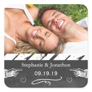 Photo Chalkboard Wedding Save the Date Seal