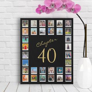 Photo Collage 40th Birthday Chapter 40 Faux Canvas Print