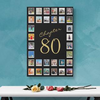 Photo Collage 80th Birthday Chapter 80 Large Faux Canvas Print