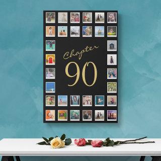 Photo Collage 90th Birthday Chapter 90 Large Faux Canvas Print