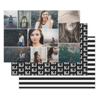Photo Collage Monogram Black White  Sheets