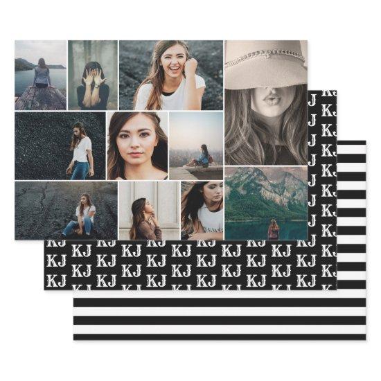 Photo Collage Monogram Black White  Sheets