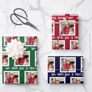 Photo Merry Christmas Happy New Year Three Color  Sheets