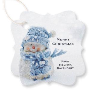 Photo of a Cute Snowman in Winter - Christmas Favor Tags