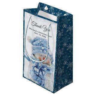 Photo of a Cute Snowman in Winter Thank You Small Gift Bag