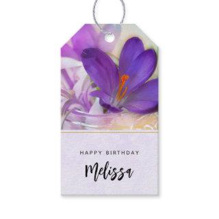 Photo of a Pretty Purple Spring Crocus Birthday Gift Tags