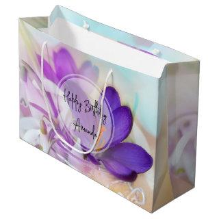 Photo of a Pretty Purple Spring Crocus Birthday Large Gift Bag