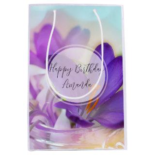 Photo of a Pretty Purple Spring Crocus Birthday Medium Gift Bag