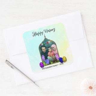 Photo Pastel Mint Happy Norooz Flower Colorful Egg Square Sticker
