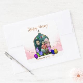 Photo Pastel Pink Happy Norooz Flower Colorful Egg Square Sticker