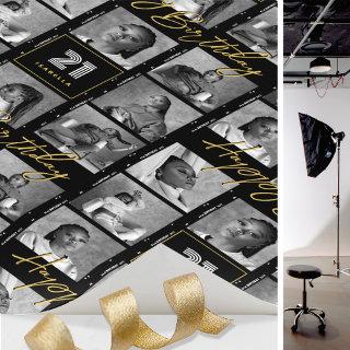 Photo Sequence Any Age Birthday Collage Black Gold