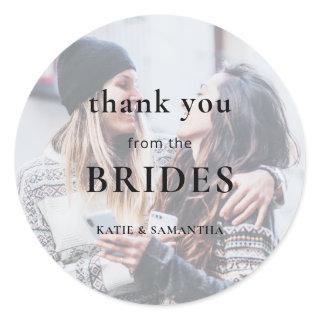 Photo Thank You from Brides Lesbian Wedding  Classic Round Sticker