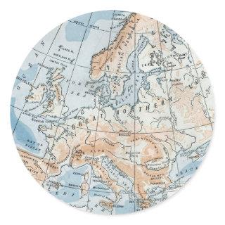 Physical Map of Europe (1916) Classic Round Sticker
