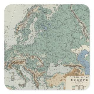 Physical Map of Europe Square Sticker