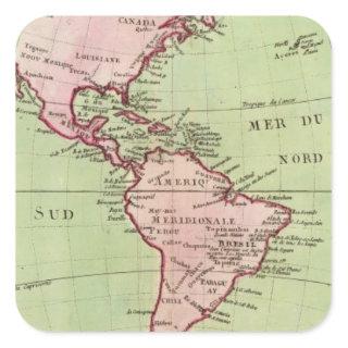 Physical map of the Americas Square Sticker