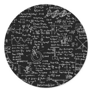 Physics Equations on Black // Classic Round Sticker