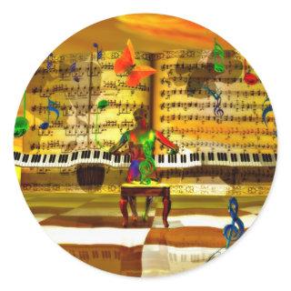 Piano art classic round sticker