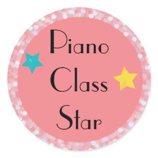 Piano Class Star with Stars Classic Round Sticker
