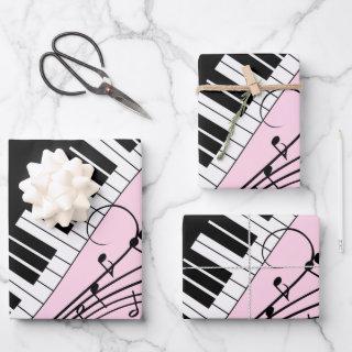 Piano Keyboard Black and White Music Design Pink  Sheets