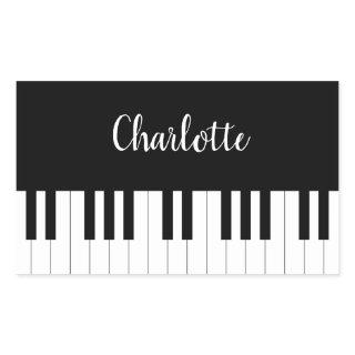 Piano Keyboard, Black and White Rectangle Sticker