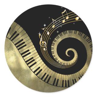 Piano Keys and Gold Music Notes golden Stickers