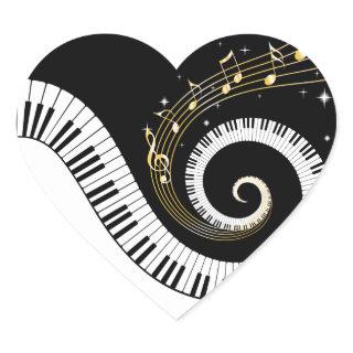 Piano Keys and Gold Music Notes Stickers