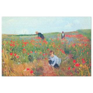 Picking Flowers in a Field, Mary Cassatt Tissue Paper