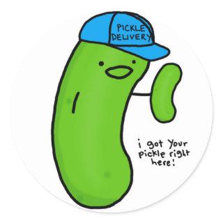 Pickle Delivery -- i got your pickle right here! Classic Round Sticker