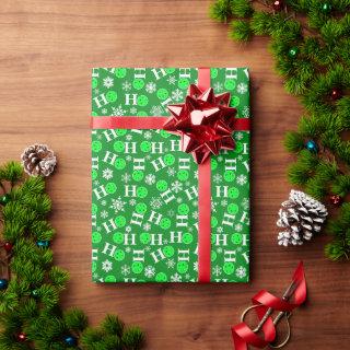 Pickleball Christmas Green White Ho Ho Ho Snow
