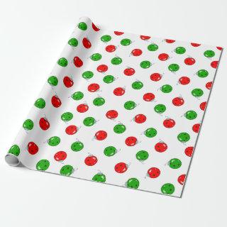 Pickleball Christmas Ornaments Red Green on White