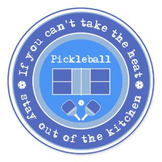 Pickleball: If you can't take the heat /pale blue Classic Round Sticker