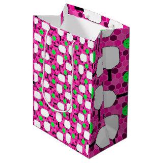 Pickleball Paddle - Magenta Honeycomb Hexagons Medium Gift Bag