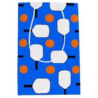 Pickleball Paddles, Orange Pickleball Balls, Blue Medium Gift Bag