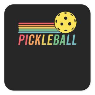 Pickleball Retro Sunset Sport Game Pickle Ball Square Sticker