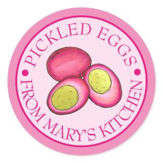 Pickled Hard Boiled Red Beet Eggs Canned By Classic Round Sticker